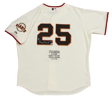 Barry Bonds Signed San Francisco Giants Record Breaking Home Run Limited Edition Jersey (MLB Authenticated)